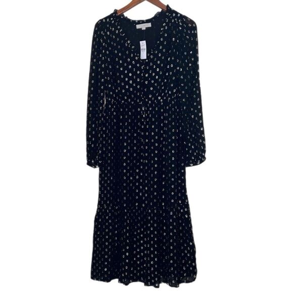 Loft Shimmer Clip Tiered Midi Dress - Picture 2 of 6